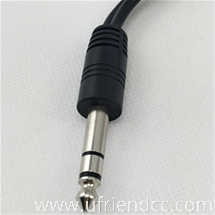 High Quality Stereo Male Plug to 2 Dual 6.35mm Female Jack Splitter 1/4